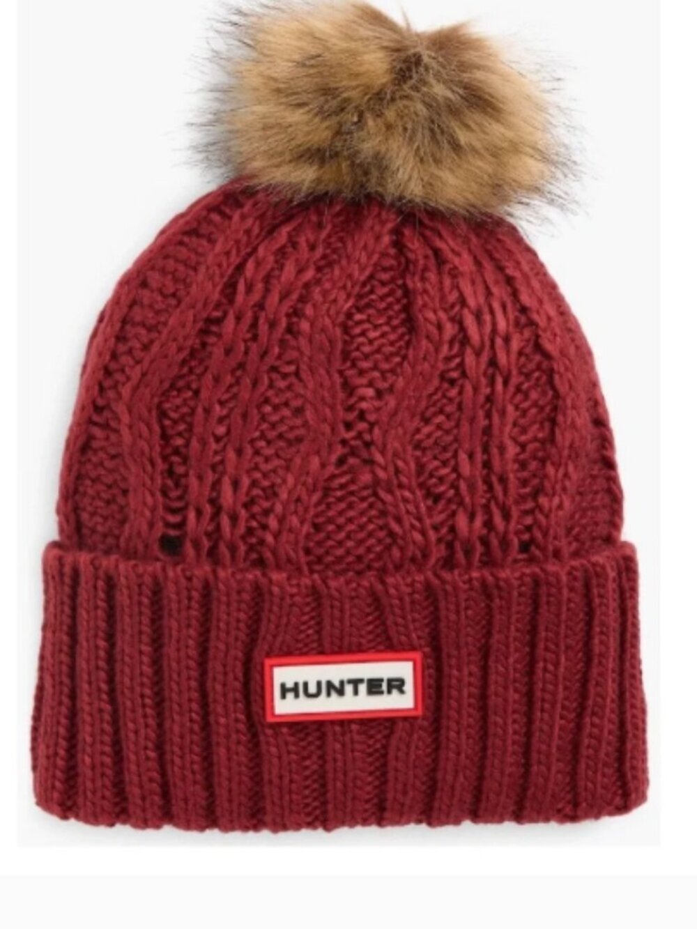 Hunter Cable Knit Pom Pom Beanie